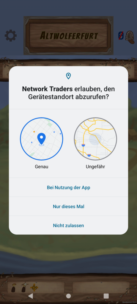 Erteilen der Berechtigung für den Gerätestandort
