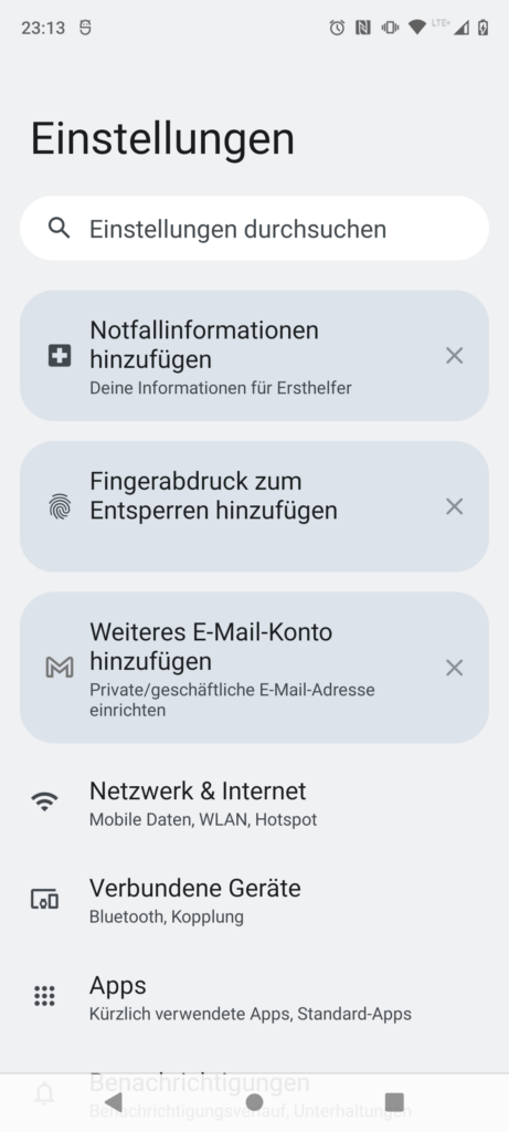 Einstellungen unter Android 12