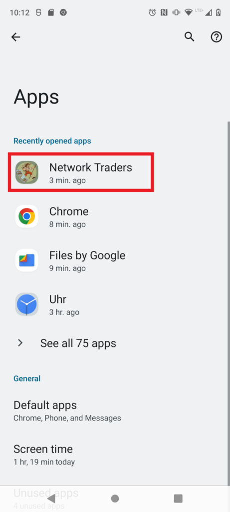 Apps screen