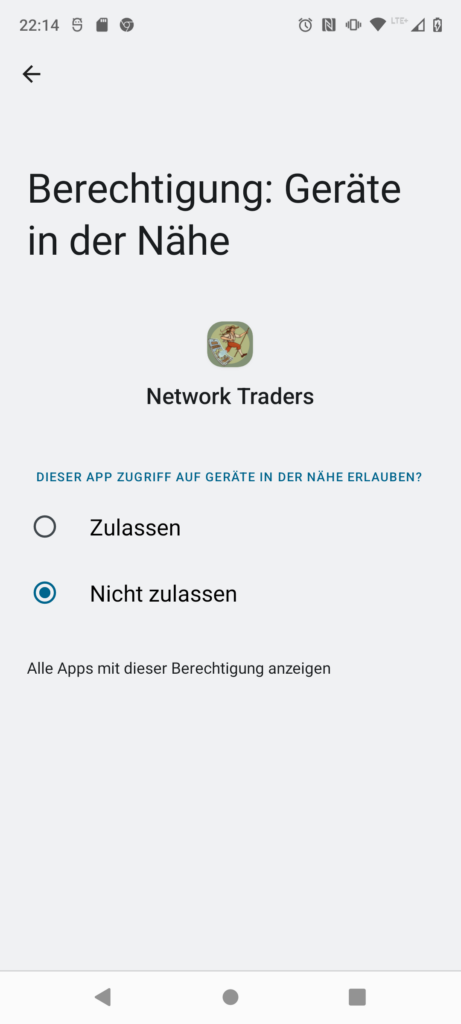 Berechtigung für Geräte in der Nähe erteilen