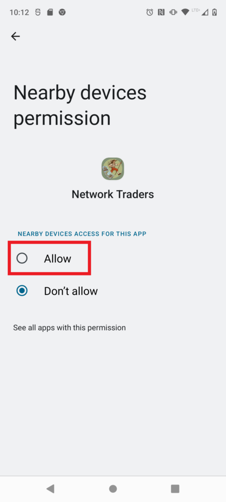 Grant permission for nearby devices